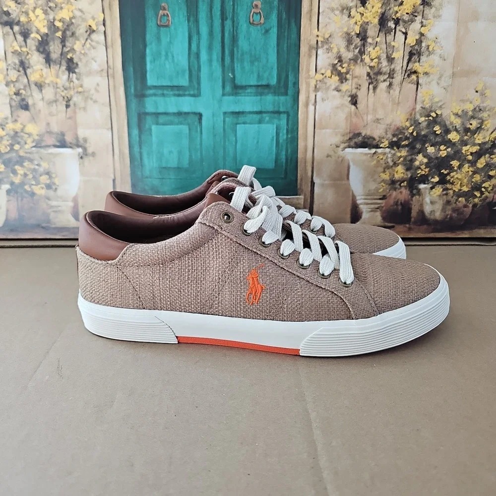 Polo Ralph Lauren Carney Men's Size 10.5D Brown Lace Up Casual Boat Shoe Sneaker